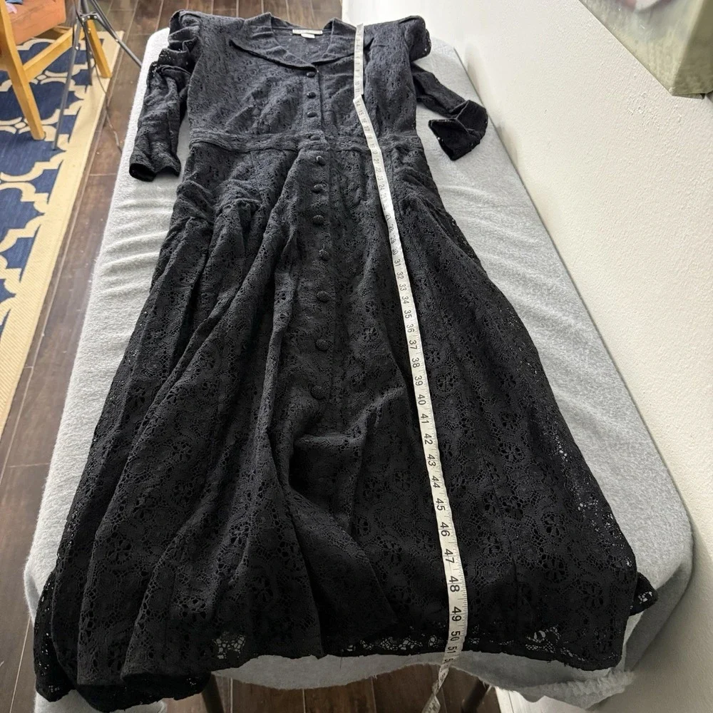 New Vintage‎ Karin Steven's Black Lace Whimsigoth Classic Midi Dress Dark Fairy